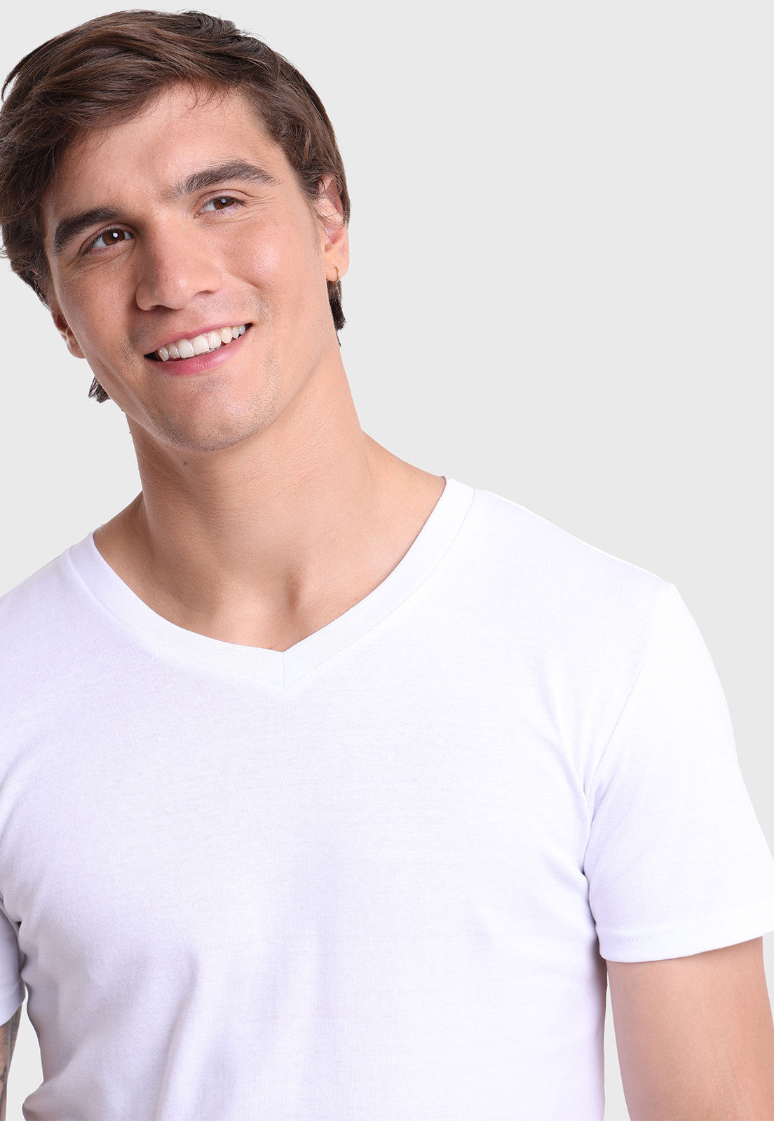 Camiseta Hombre Bipack Cuello V Blanco