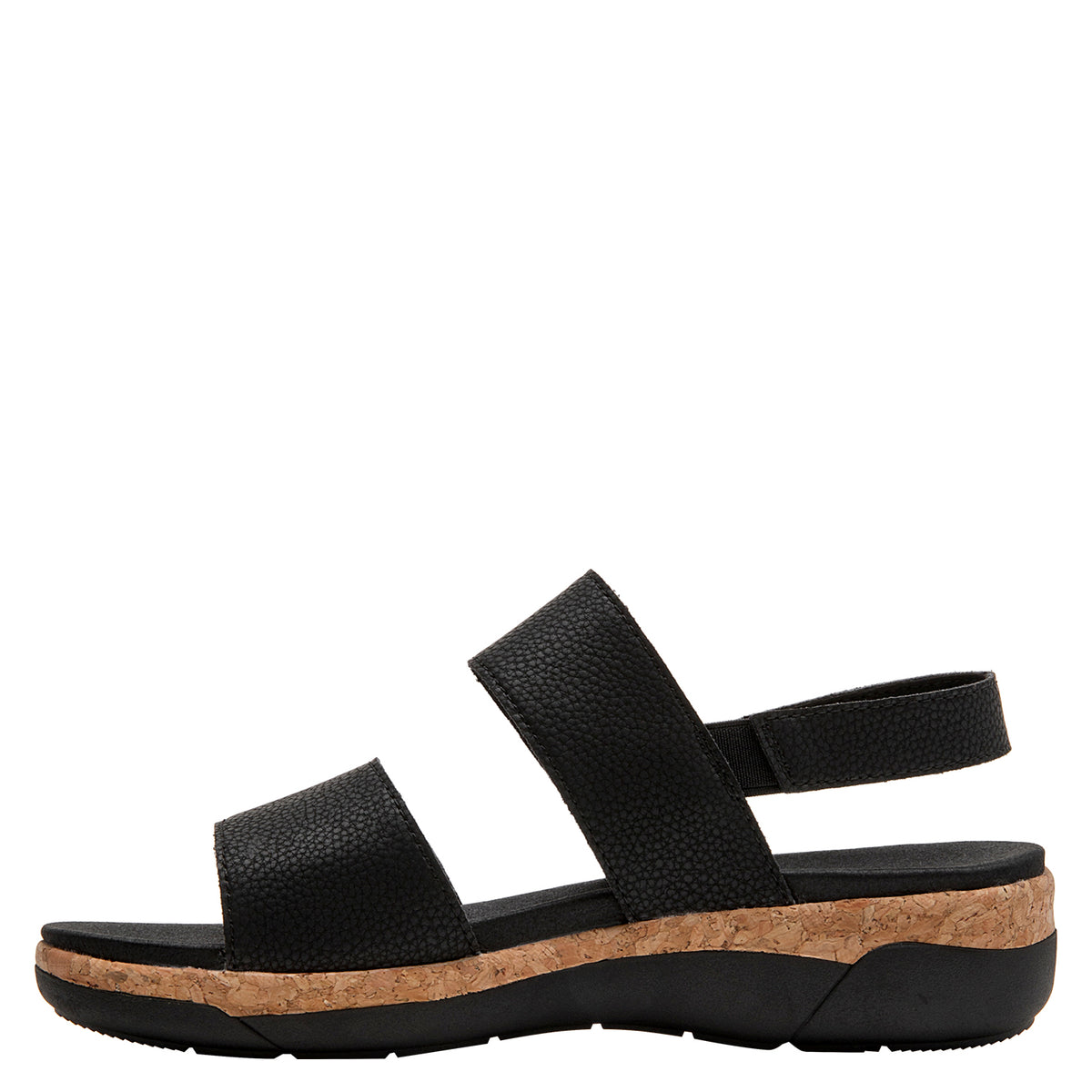 Sandalia Mujer Con Cierre De Velcro Cuero Negro