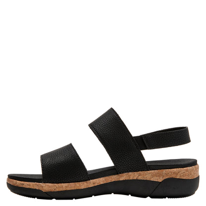 Sandalia Mujer Con Cierre De Velcro Cuero Negro