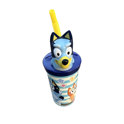 Vaso Bluey Con Bombilla Y Figura 3d 360ml