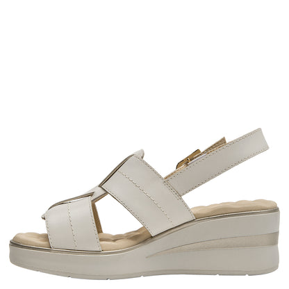 Sandalia Mujer Con Correas Entrecruzadas Cuero Beige