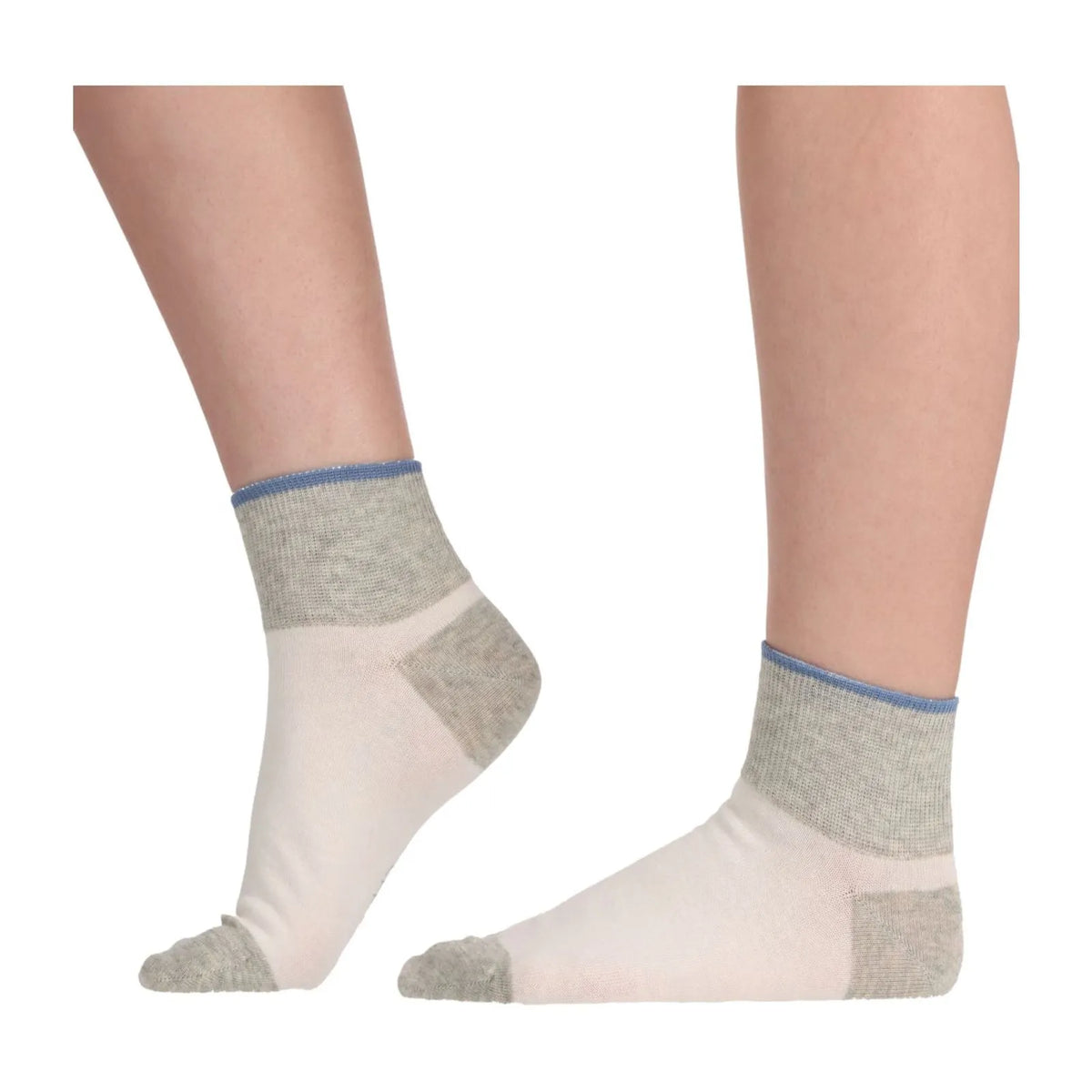 Fourpack Calcetín Corto Mujer Algodón Denim, Blanco & Gris