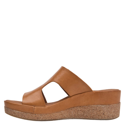 Sandalia Mujer Con Hebilla Cuero Camel