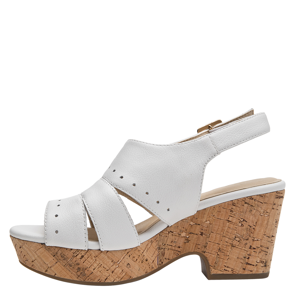 Sandalia Mujer Cuero Con Plataforma Blanco
