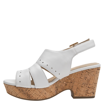 Sandalia Mujer Cuero Con Plataforma Blanco