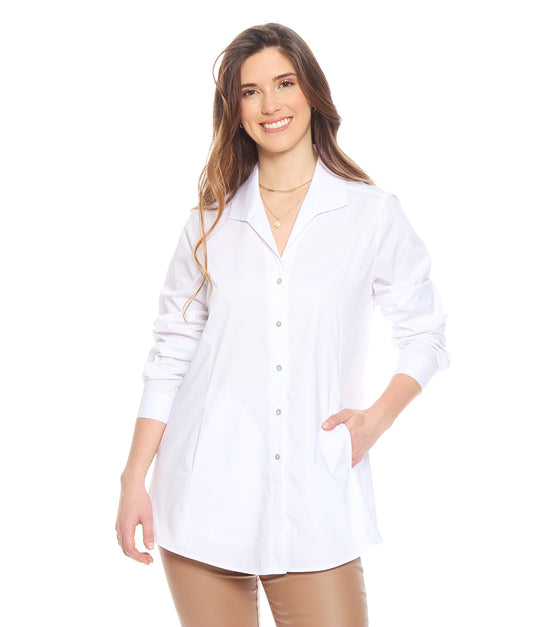 Blusa Mujer M/L Solida Botones Y Bolsillo Delantero