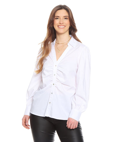 Blusa Mujer M/L Solida Cuello Camisero