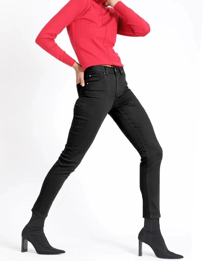 Pantalón Mujer Skinny Tiro Medio Negro