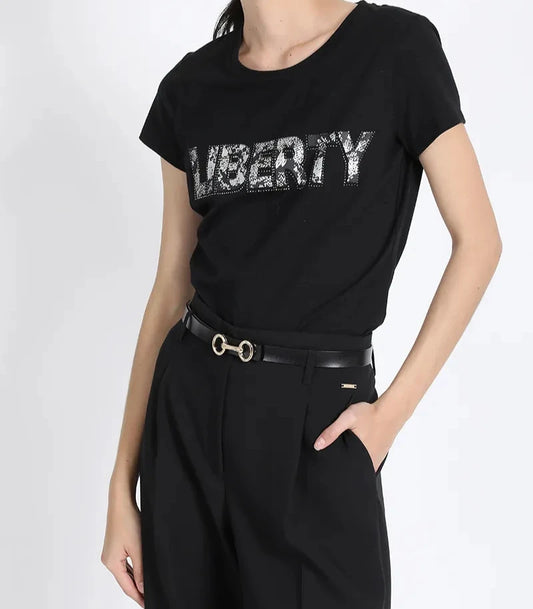 Polera Mujer Con Texto Negro