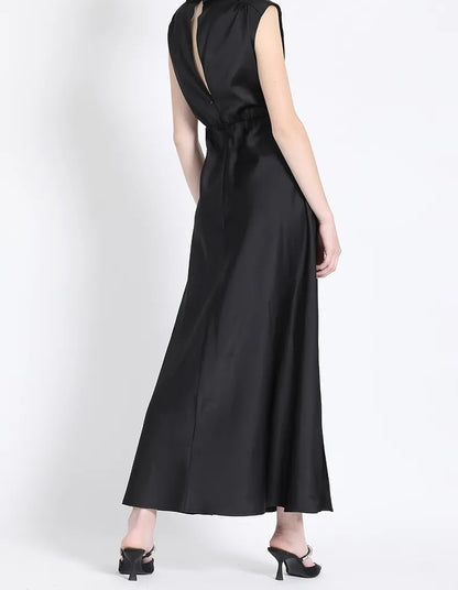 Vestido Mujer Maxi, Satin Negro