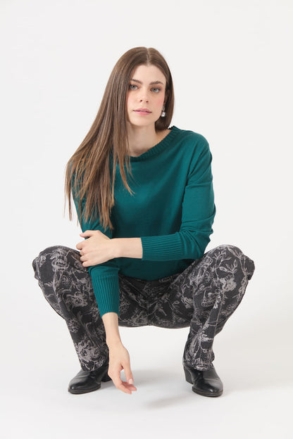 Sweater Mujer Liso Regular Verde
