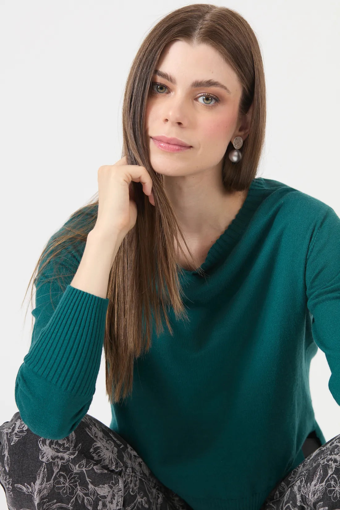 Sweater Mujer Liso Regular Verde