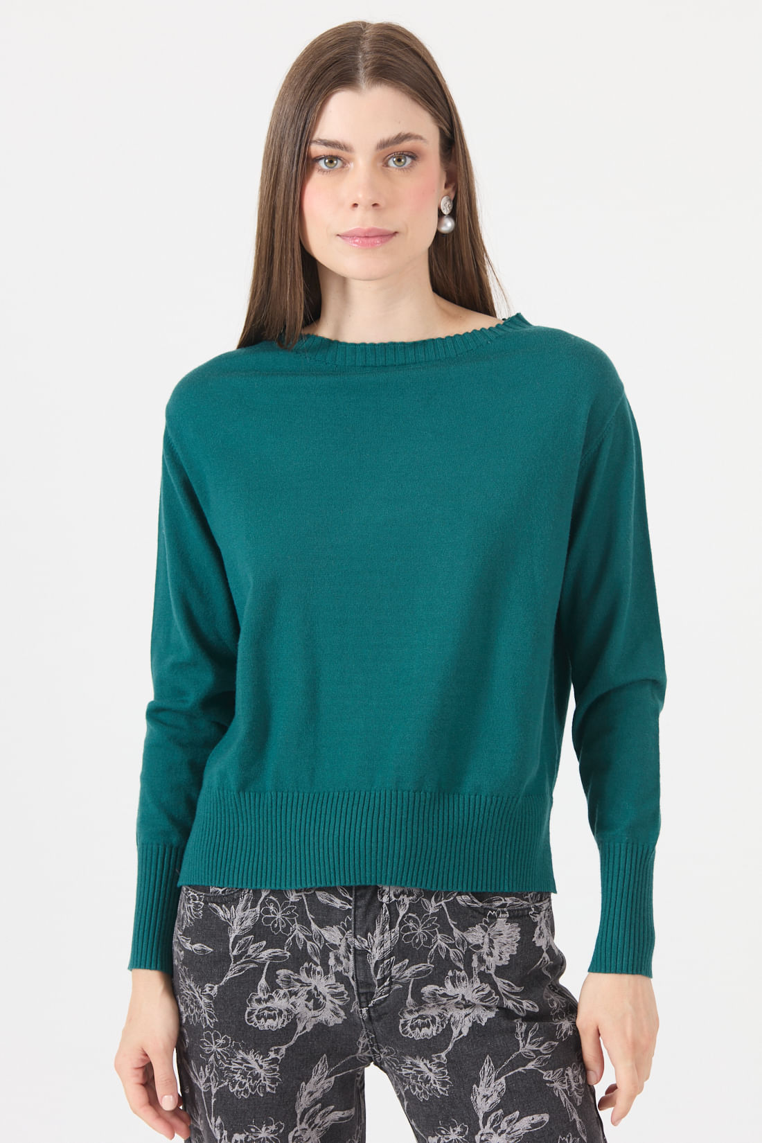 Sweater Mujer Liso Regular Verde