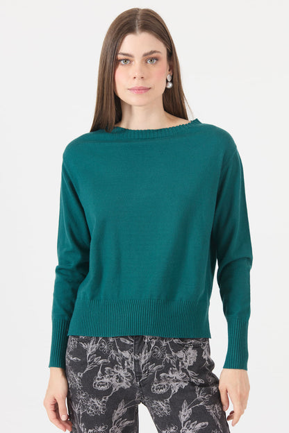 Sweater Mujer Liso Regular Verde
