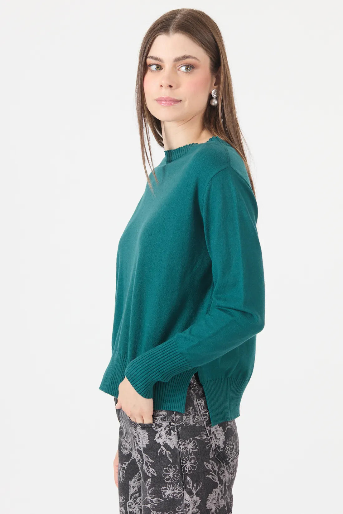 Sweater Mujer Liso Regular Verde