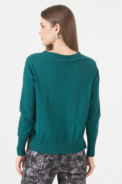 Sweater Mujer Liso Regular Verde