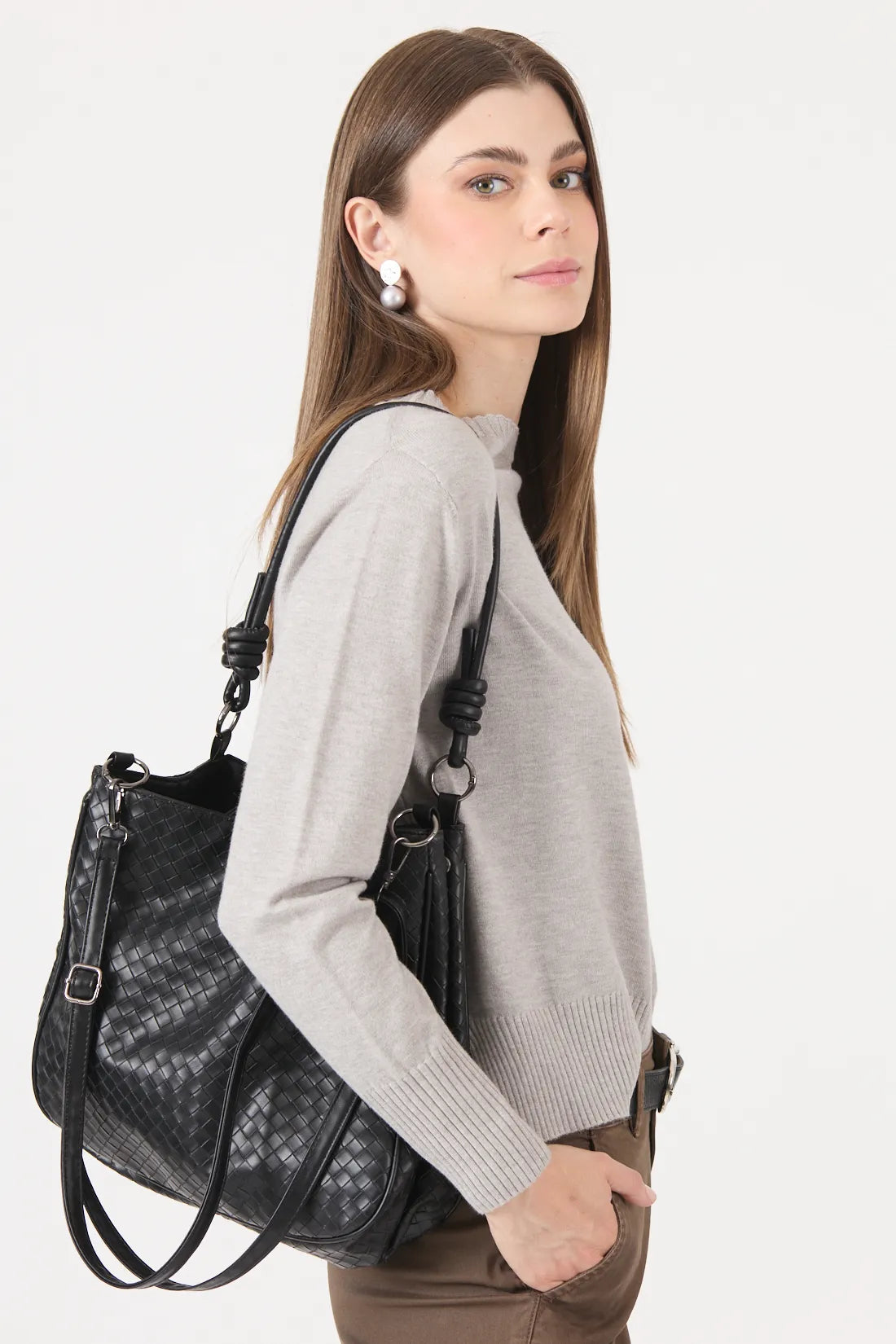 Sweater Mujer Liso Regular Gris
