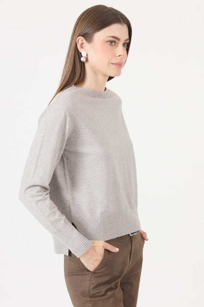 Sweater Mujer Liso Regular Gris