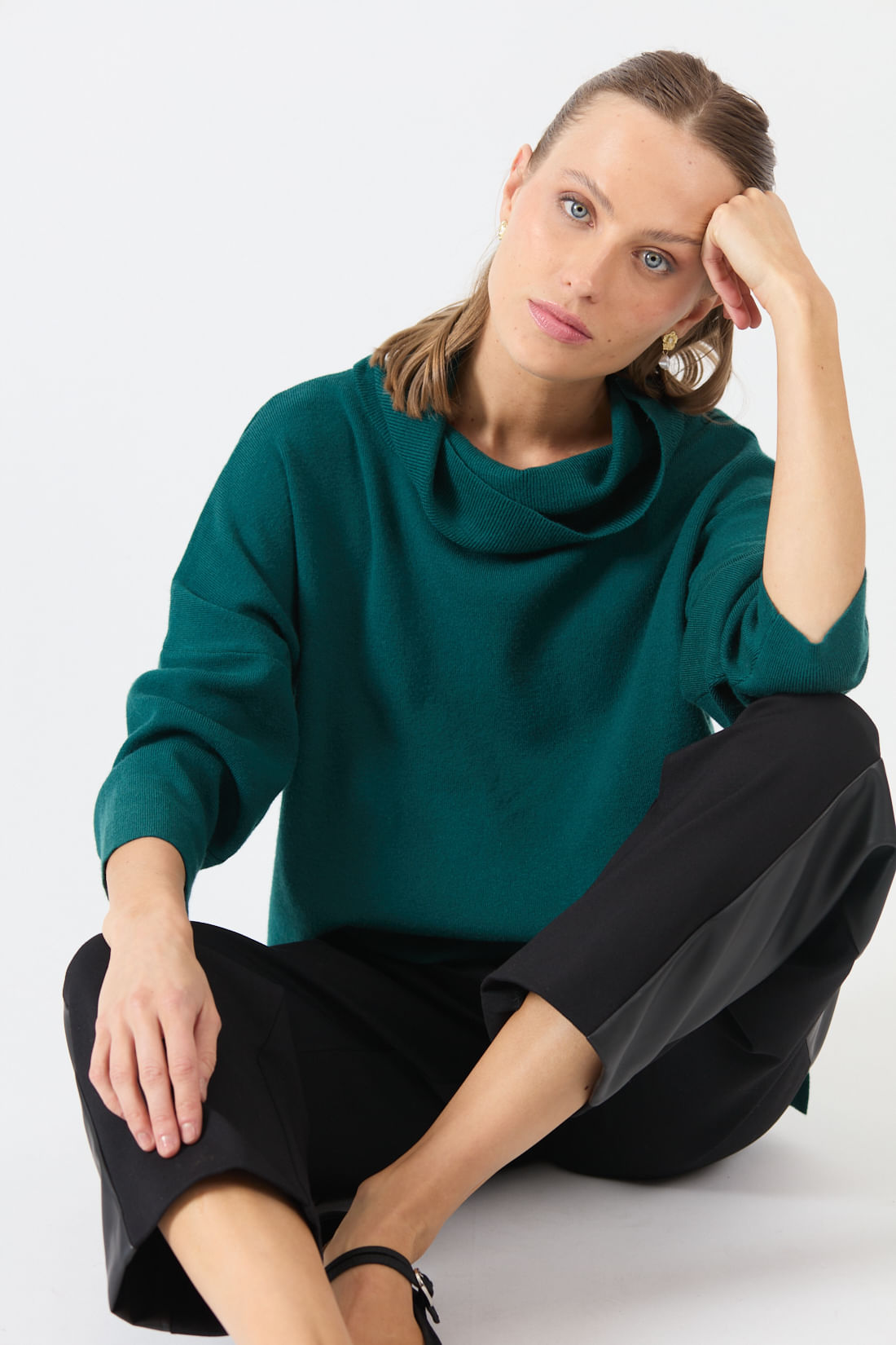 Sweater Mujer Cuello Alto Verde