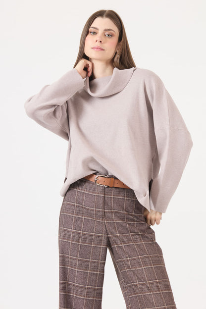 Sweater Mujer Cuello Alto Beige