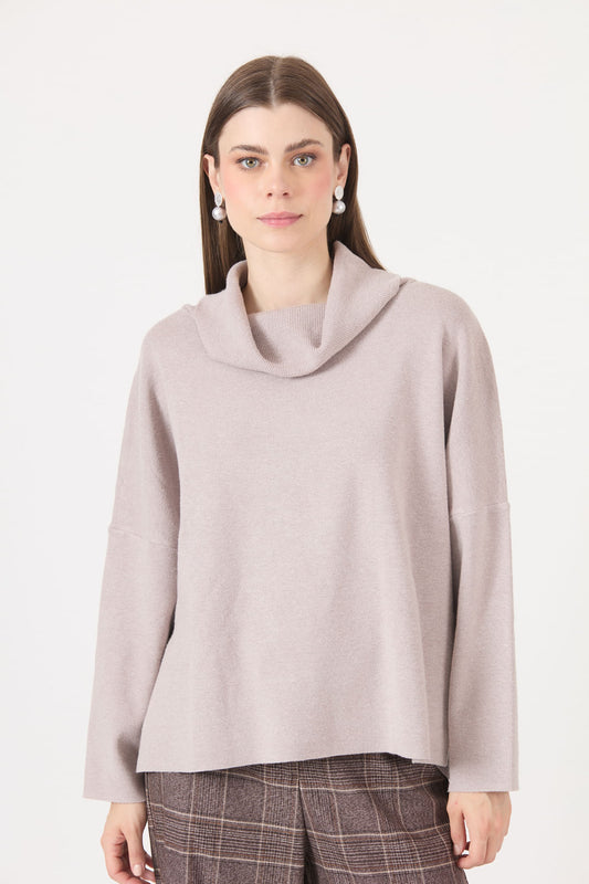 Sweater Mujer Cuello Alto Beige