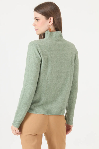 Sweater Mujer Cuello Alto Liso Verde