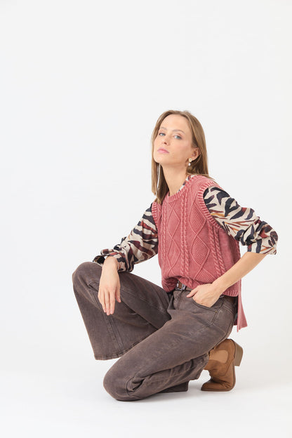 Sweater Mujer Sin Mangas Burdeo
