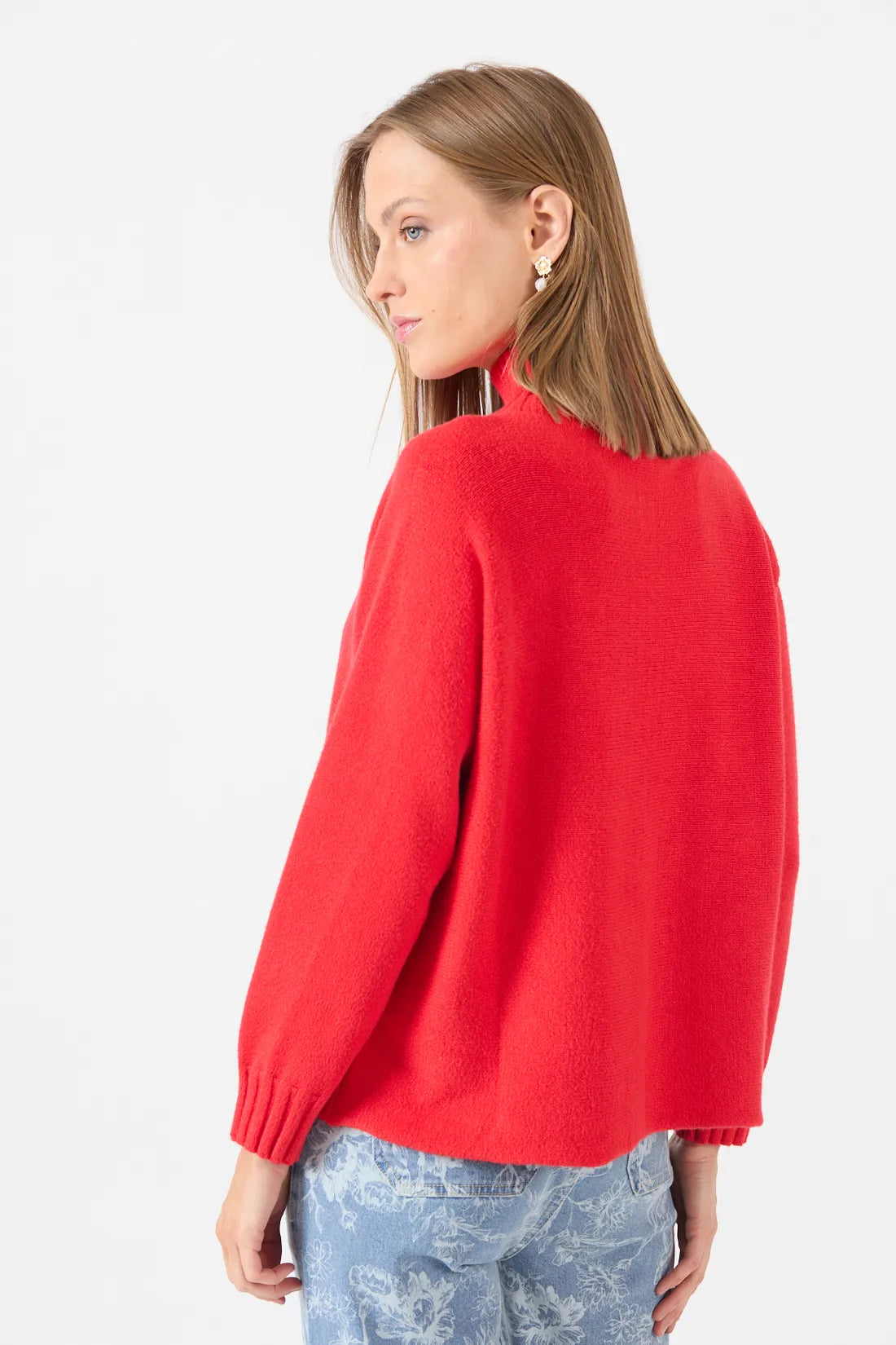 Sweater Mujer Cuello Alto Rojo