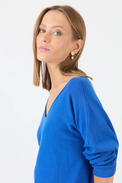 Sweater Mujer Cuello en V Azulino