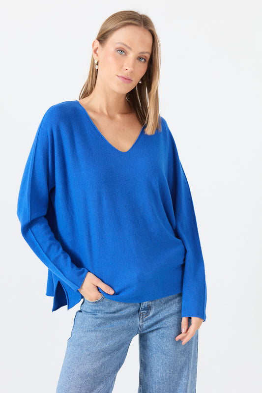 Sweater Mujer Cuello en V Azulino