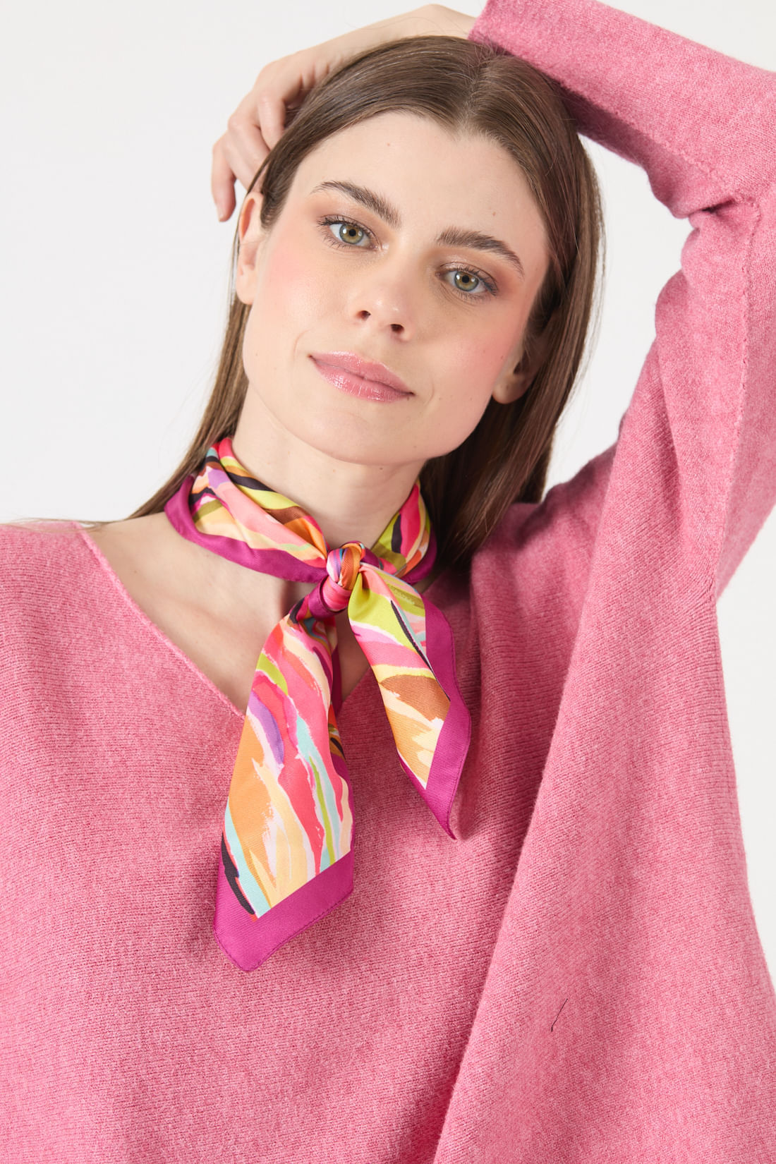 Sweater Mujer Cuello en V Rosa