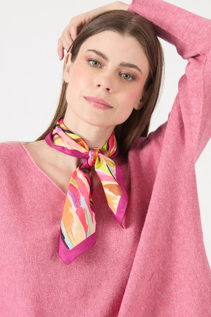 Sweater Mujer Cuello en V Rosa