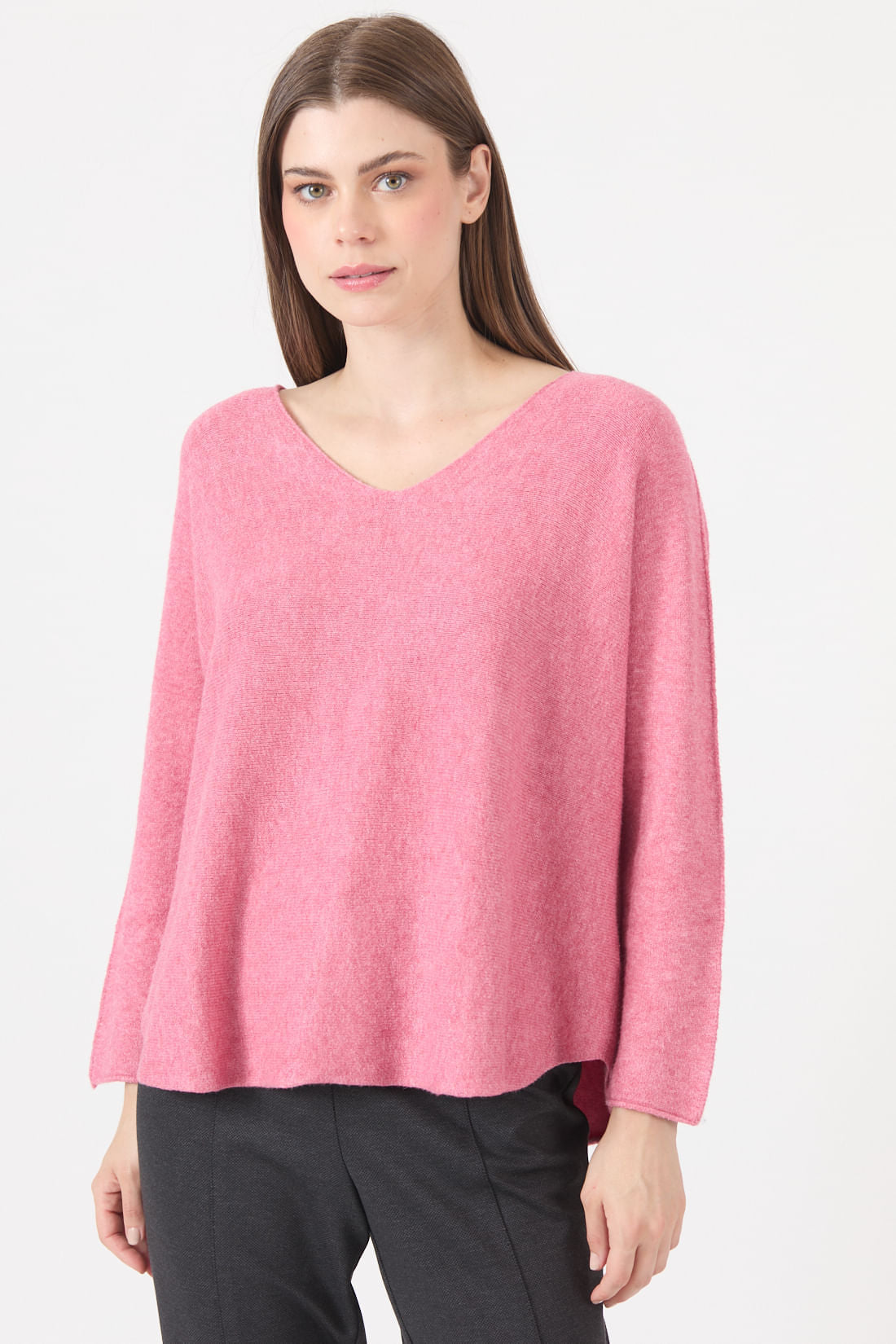 Sweater Mujer Cuello en V Rosa