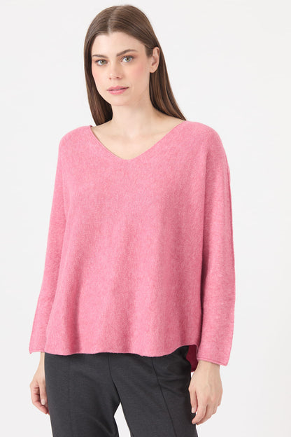 Sweater Mujer Cuello en V Rosa