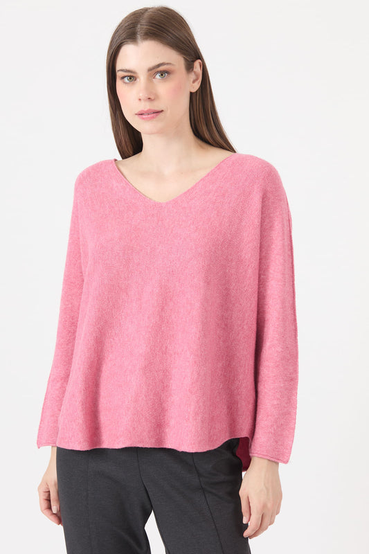 Sweater Mujer Cuello en V Rosa