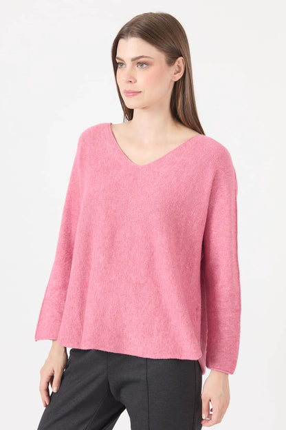 Sweater Mujer Cuello en V Rosa