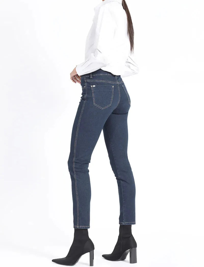 Jeans Mujer Skinny Tiro Medio Azul