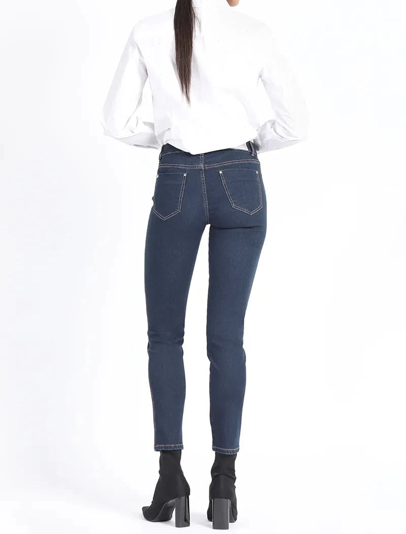 Jeans Mujer Skinny Tiro Medio Azul