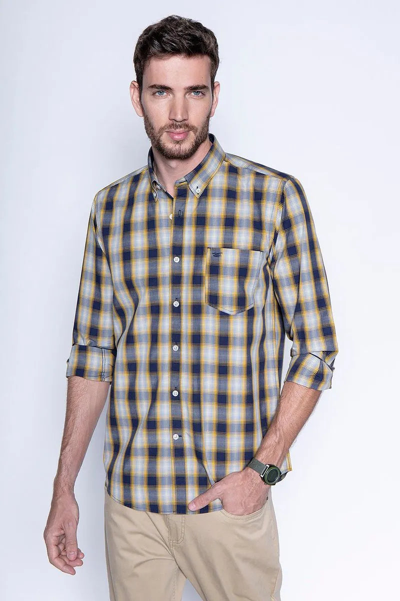 Camisa Hombre Cuadro Chicago F Mustard