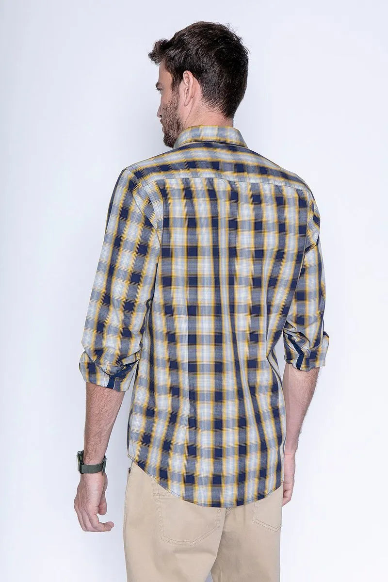 Camisa Hombre Cuadro Chicago F Mustard