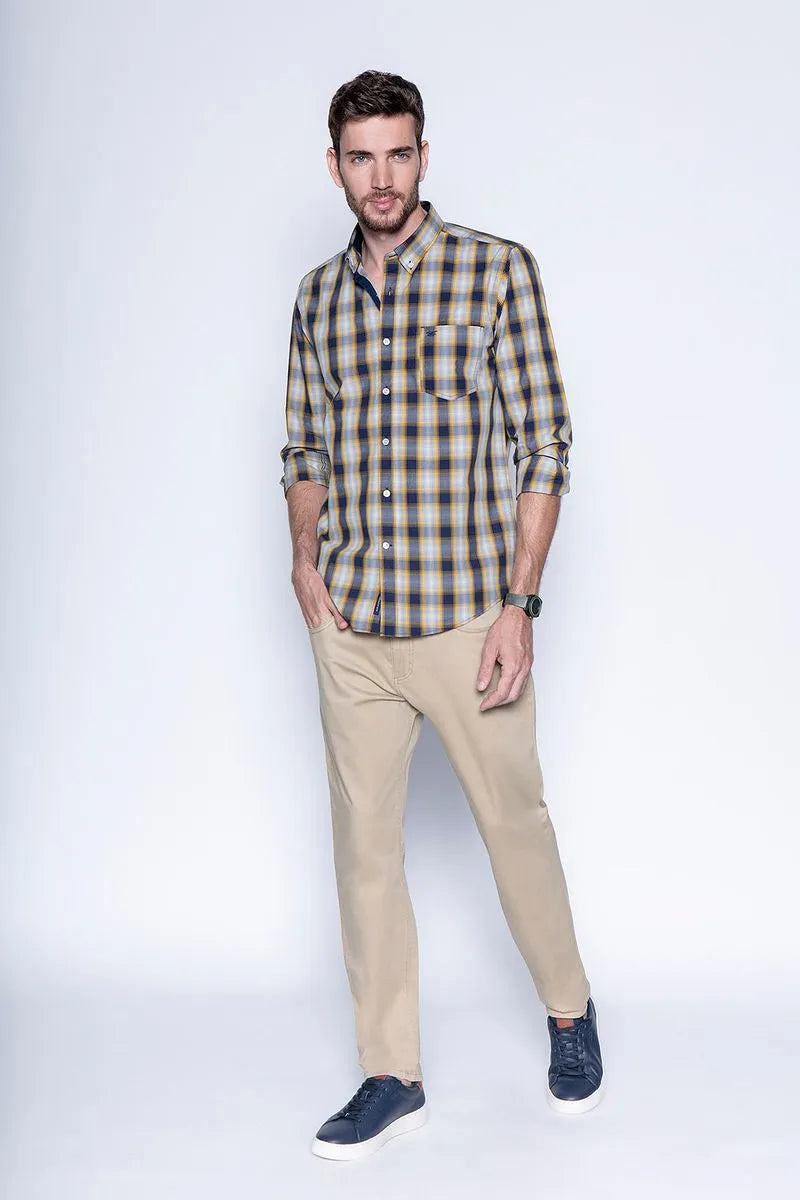 Camisa Hombre Cuadro Chicago F Mustard