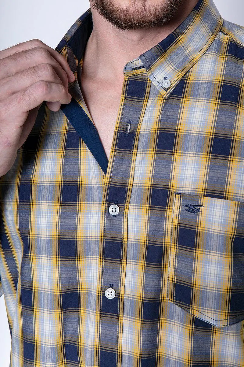 Camisa Hombre Cuadro Chicago F Mustard