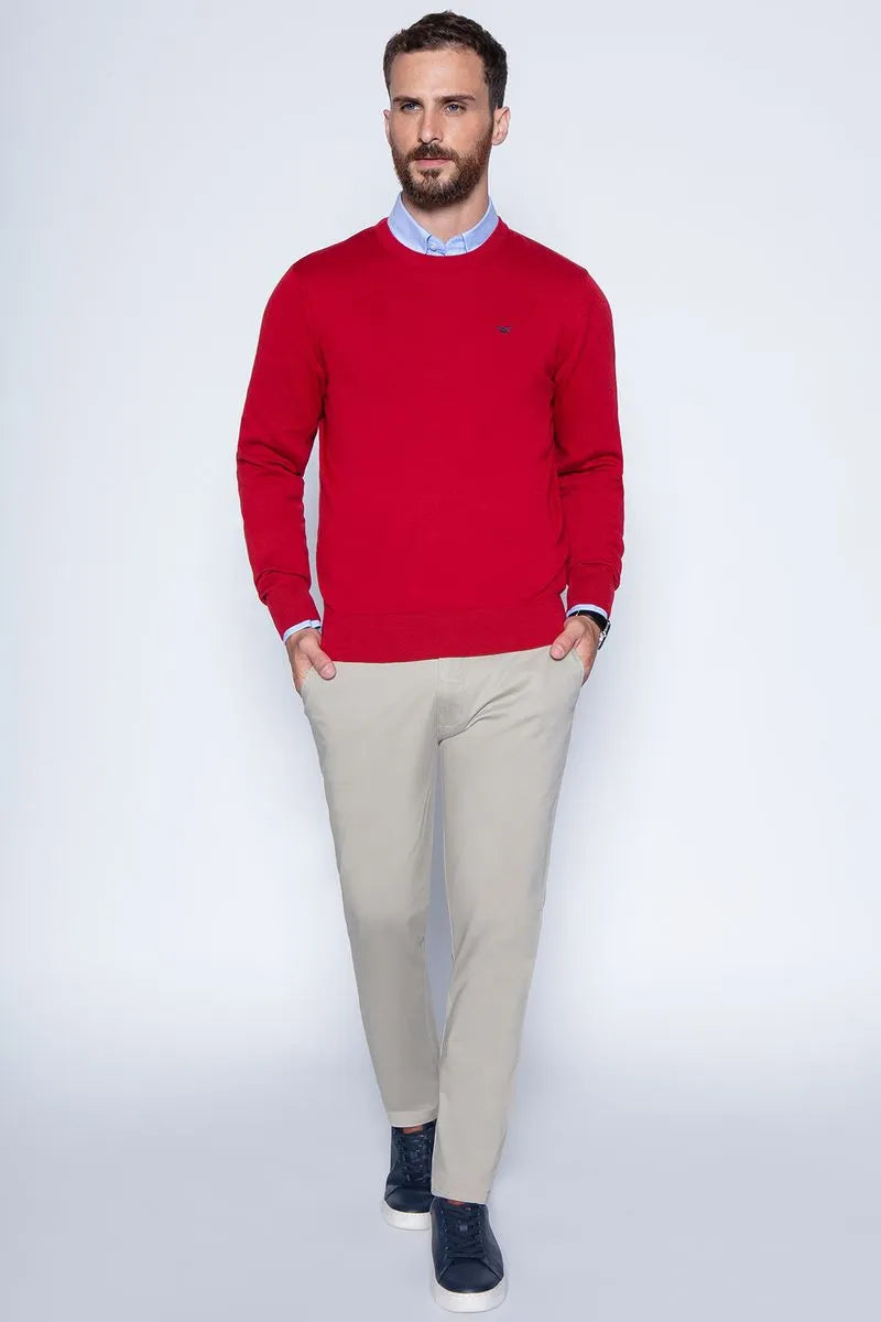 Sweater Hombre Round Neck Paris Red