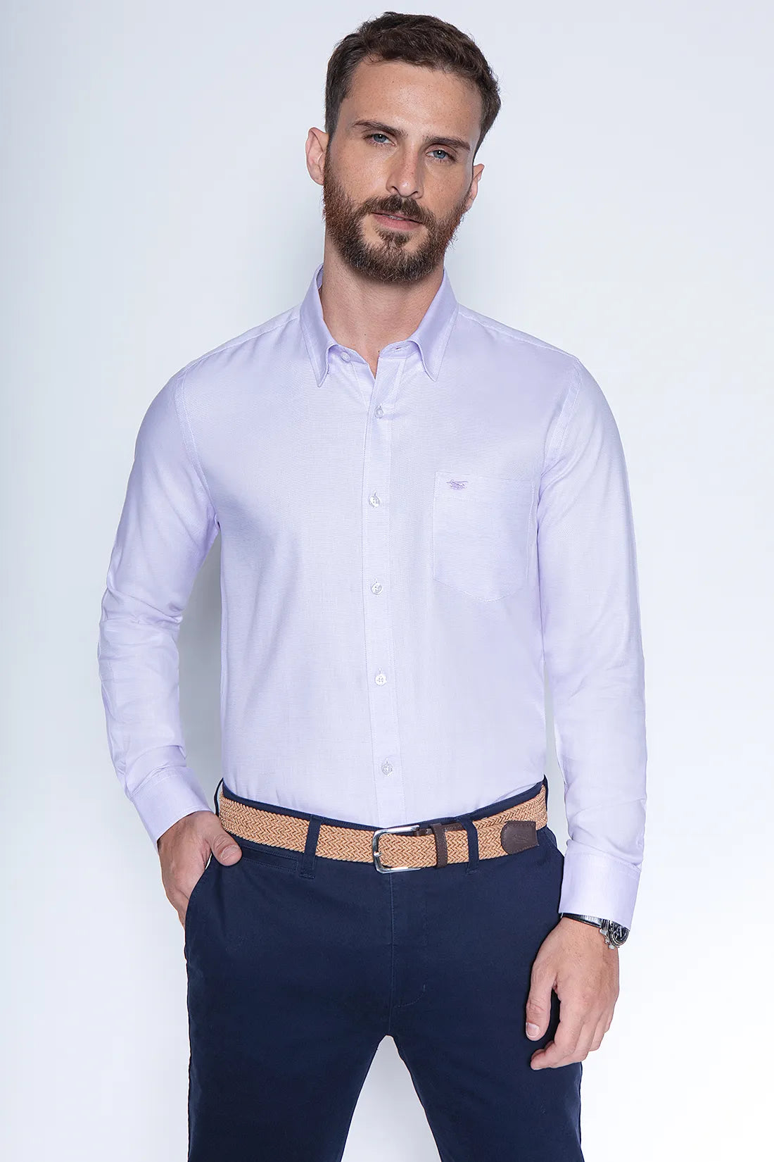 Camisa Hombre Smart Casual Boston Purple