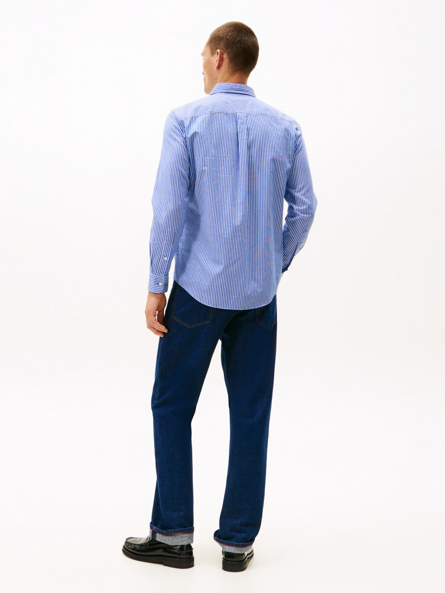 Camisa Hombre Regular Fit Stripe Twill Azul