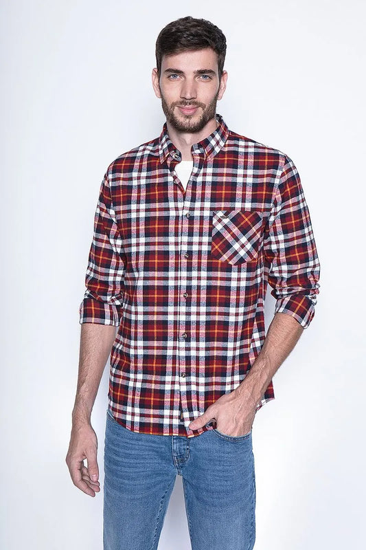 Camisa Hombre A Cuadro Baltimore Fj Red