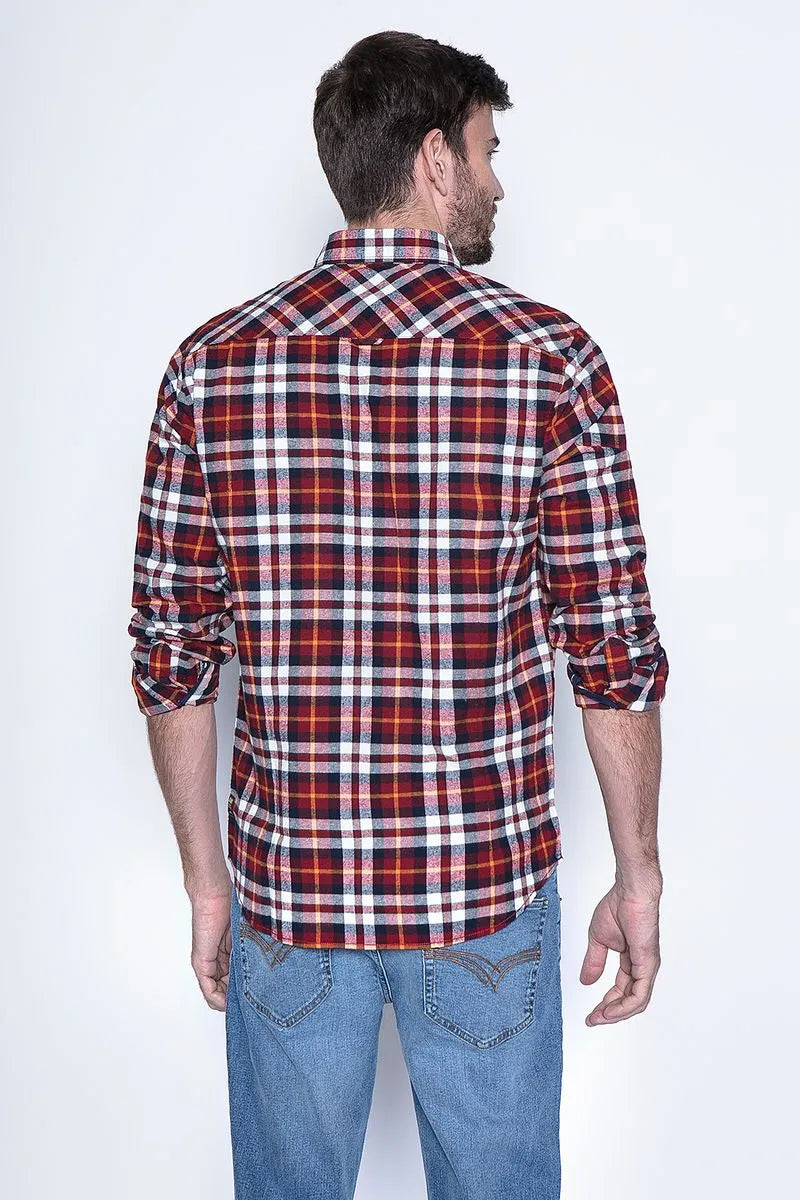 Camisa Hombre A Cuadro Baltimore Fj Red