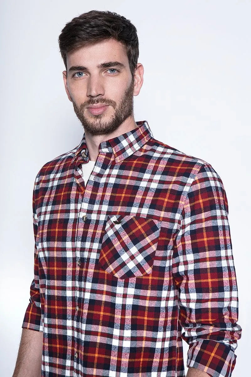 Camisa Hombre A Cuadro Baltimore Fj Red