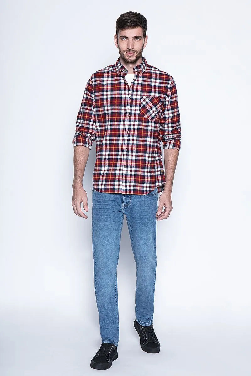 Camisa Hombre A Cuadro Baltimore Fj Red