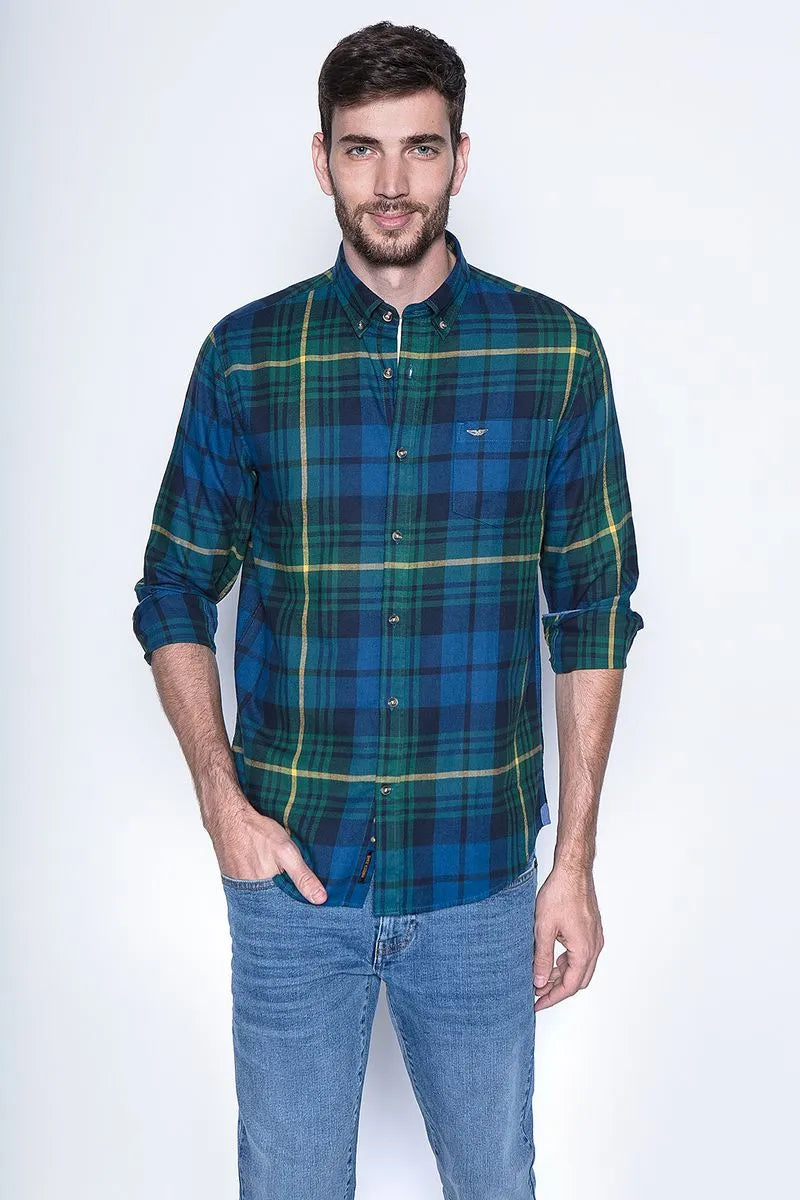 Camisa Hombre Cuadro Texas Fj Green